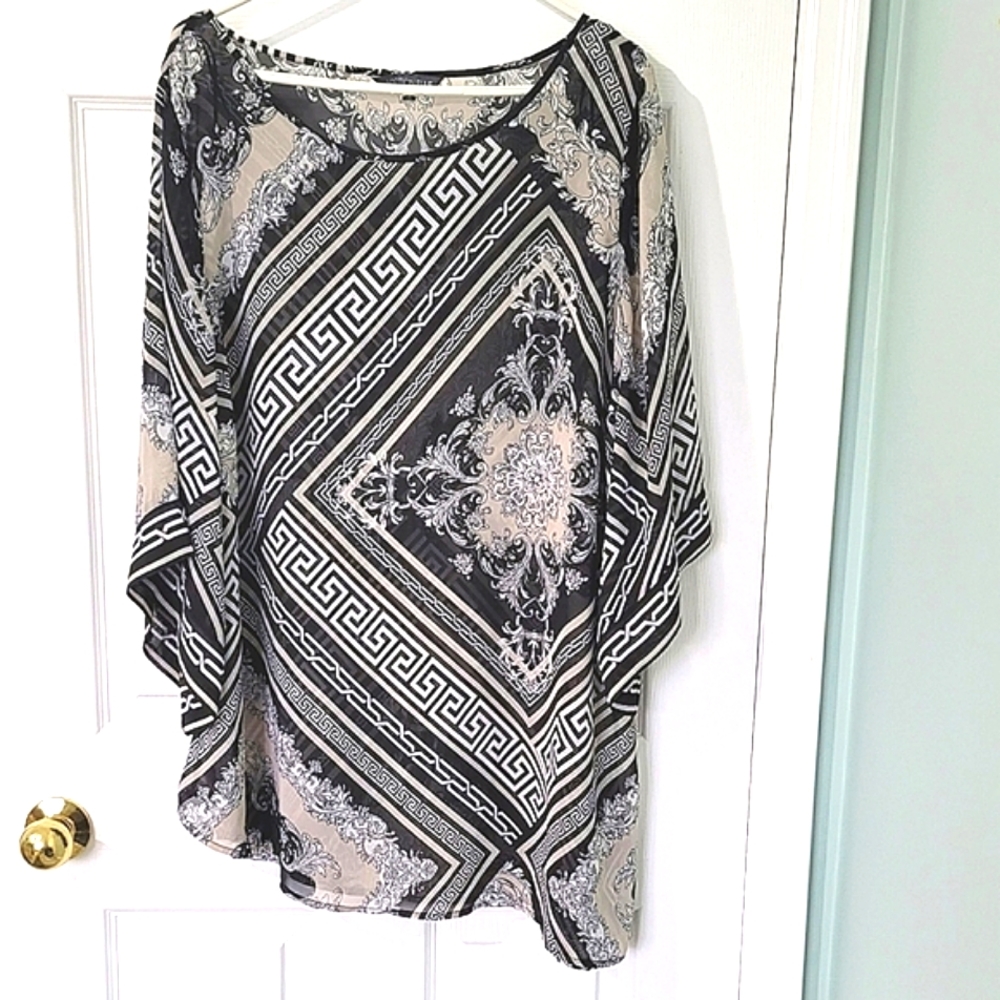 Plus Size 18 Addition Elle Women's Pull-Over Geo Print Blouse